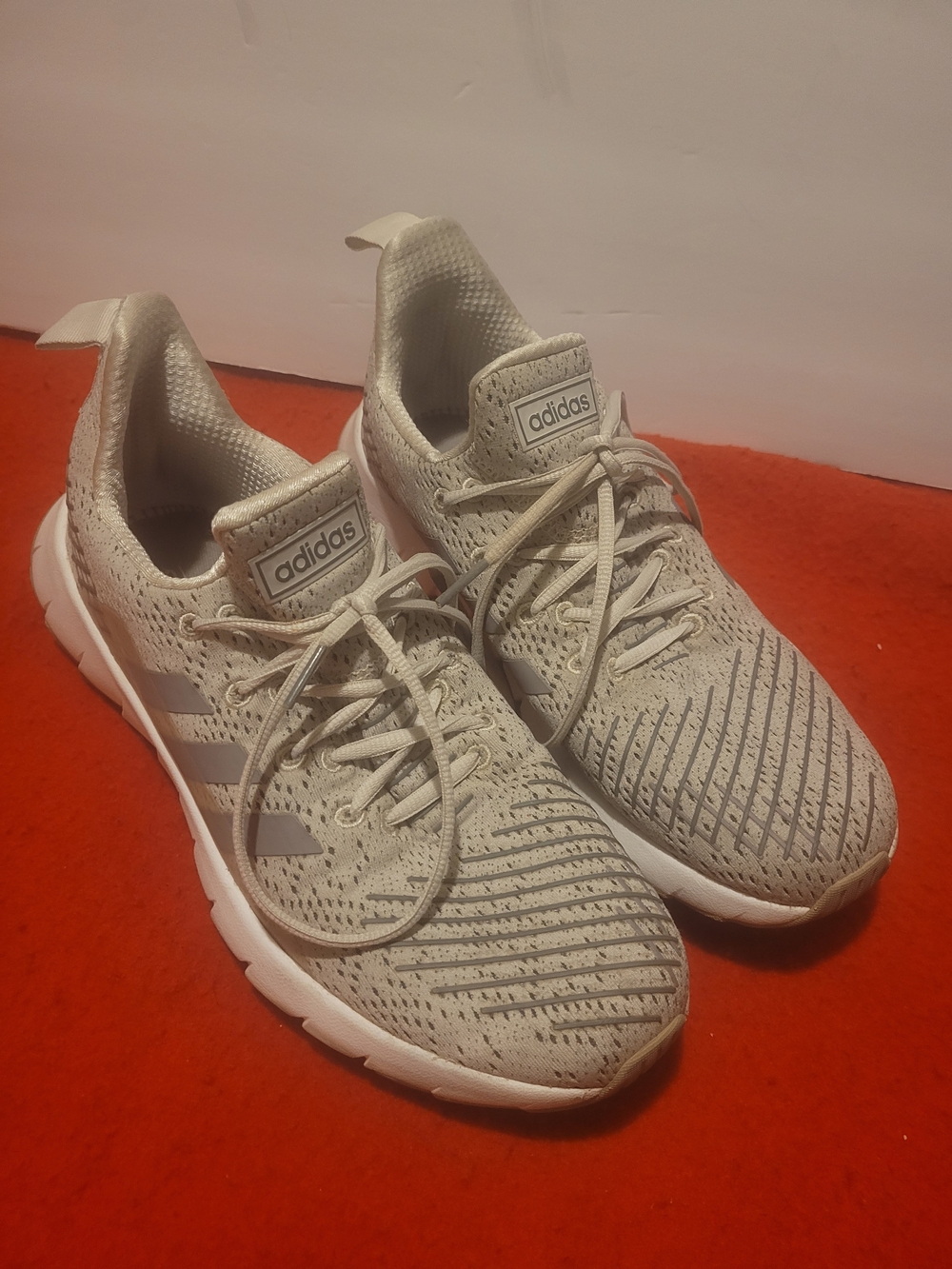 adidas Light Grey Knit Lace-Up Sneakers